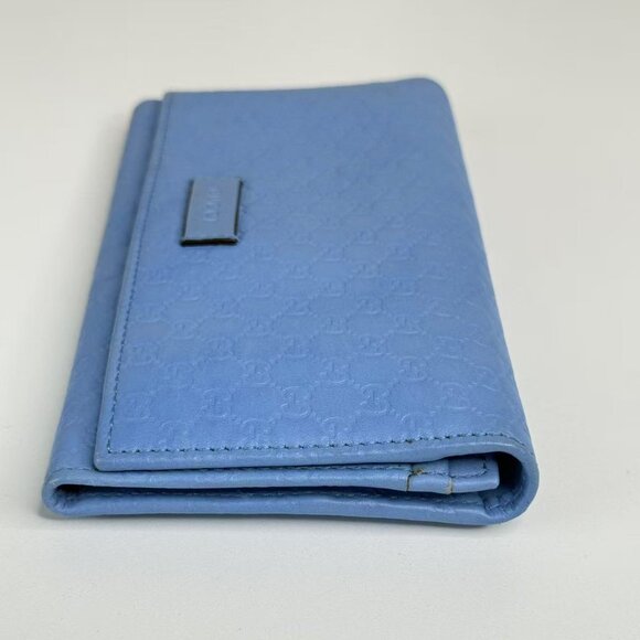 Gucci GG Logo Printed Blue Leather Wallet - Elegant & Versatile Small Leather Go - Picture 3 of 8